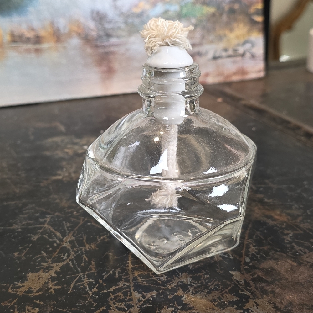 Vintage PYREX Glass Alcohol Burner Lamp Faceted Labware Spirit Lamp Wick